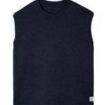 Dark navy sleeveless cashmere sweater for layering