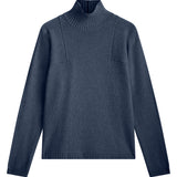 dark Navy cashmere turtle neck with modified drop sleeves