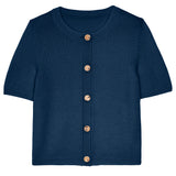 dark blue Short Sleeve Cardigan made of cashmere