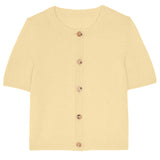 light yellow Short Sleeve Cardigan made of cashmere
