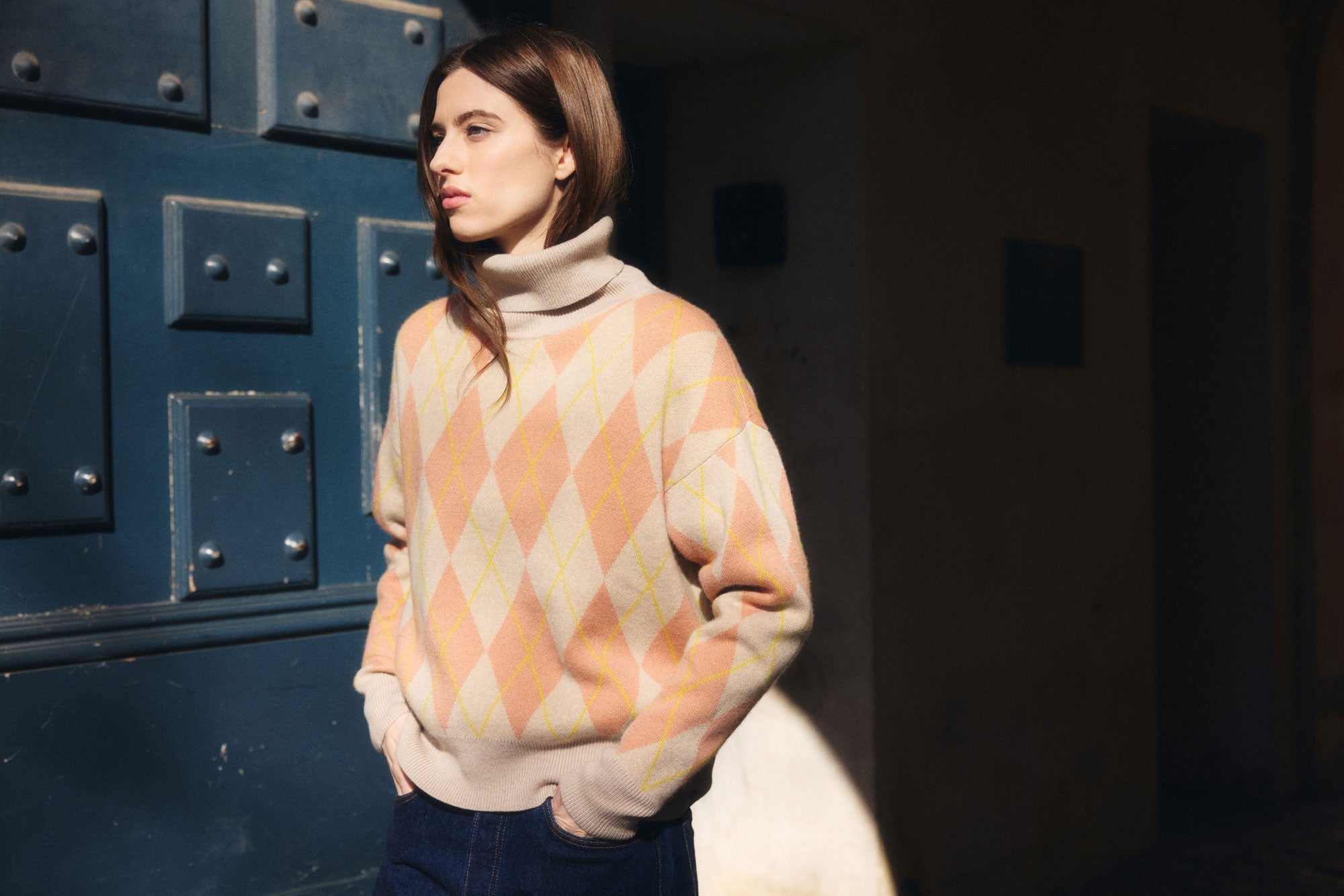 Jacquard cashmere knit fabric