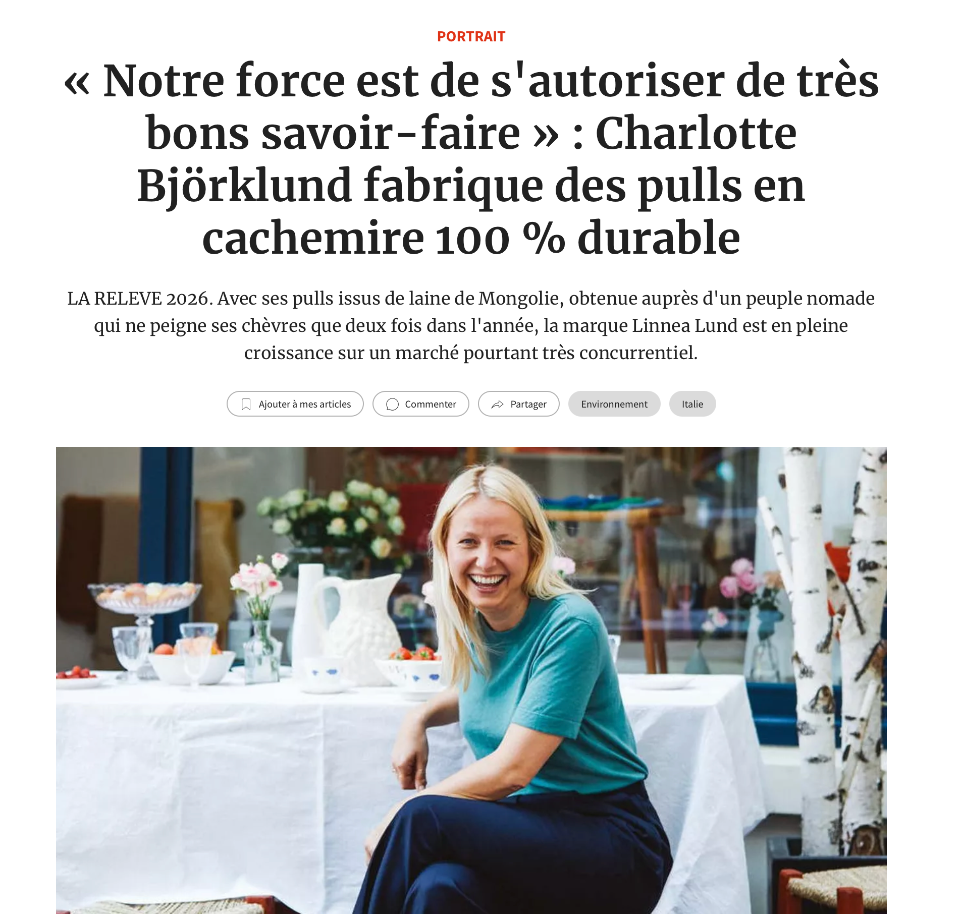 Linnea Lund in Les Echos