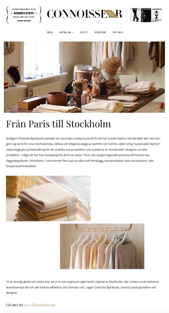 Linnea Lund published in Connoisseur Magazine