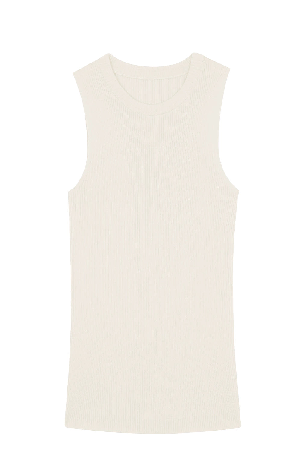 A white, round neck, sleeveless cashmere tank top | Amanda | Linnea Lund