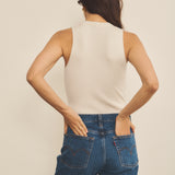 A white, round neck, sleeveless women cashmere tank top - Back vue | Amanda | Linnea Lund