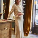 Beige women cashmere long skirt - look | Astrid | Linnea Lund