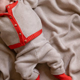 Baby cashmere cardigan beige and orange, second view | Phoebe | Linnea Lund