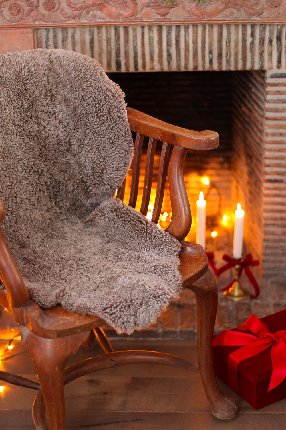 Big Curly Sheepskin color taupe for chair | Linnea Lund