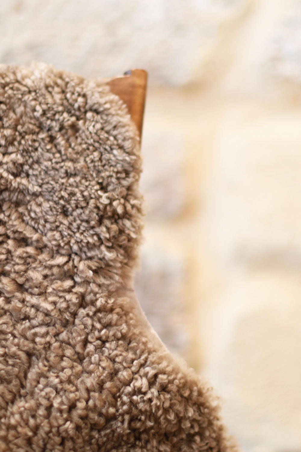 Big Curly Sheepskin color taupe for chair | Linnea Lund