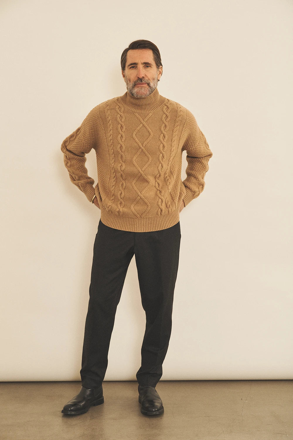 Brown macchiato men cashmere sweater - look | Bjorn | Linnea Lund