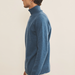 Blue Denim Cashmere sweater men - side view | Charles | Linnea Lund