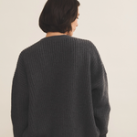 Dark grey cashmere cardigan women - back view | Charlot | Linnea Lund