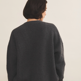 Dark grey cashmere cardigan women - back view | Charlot | Linnea Lund
