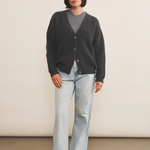 Dark grey cashmere cardigan women - look | Charlot | Linnea Lund