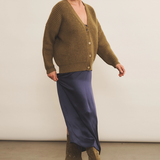 Green ochre cashmere cardigan women - look | Charlot | Linnea Lund