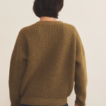 Green ochre cashmere cardigan women - back view | Charlot | Linnea Lund