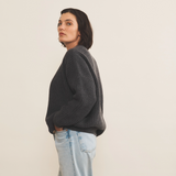 Dark grey cashmere cardigan women - side view | Charlot | Linnea Lund