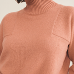 Light Salmon color cashmere sweater women - focus| Charlotte | Linnea Lund