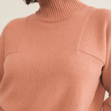 Light Salmon color cashmere sweater women - focus| Charlotte | Linnea Lund