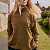 Green ochre cashmere polo sweater women - front view | Ralph | Linnea Lund