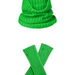 Flash green cashmere mittens and sweater - packshot| Noah & Maya | Linnea Lund