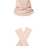 Powder pink cashmere mittens and sweater - pack shot| Noah & Maya | Linnea Lund