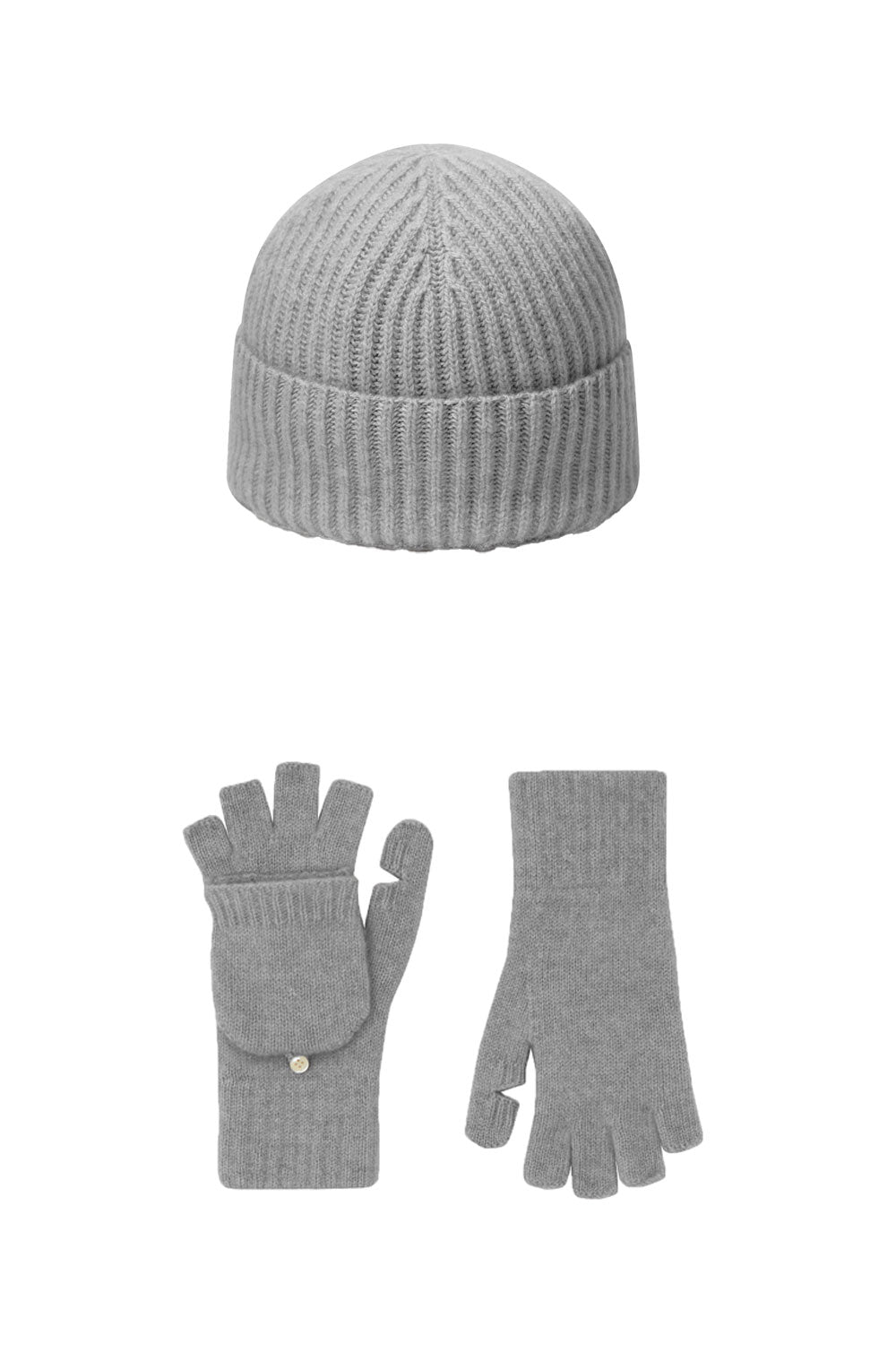 Grey cashmere mittens and beanie - packshot | Vantar & Harry | Linnea Lund