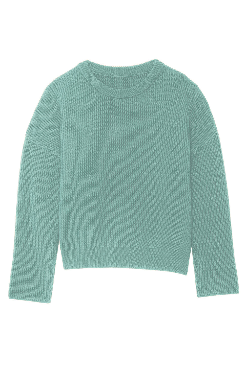 Ribbed aqua blue women cashmere sweater - packshot | Edward | Linnea Lund