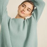 Ribbed aqua blue women cashmere sweater - focus view | Edward | Linnea Lund