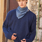 Ribbed blue men cashmere sweater - front | Edward | Linnea Lund
