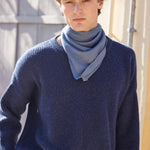 Ribbed blue men cashmere sweater - front view | Edward | Linnea Lund