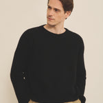 Ribbed black men cashmere sweater - front | Edward | Linnea Lund