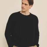 Ribbed black men cashmere sweater - front | Edward | Linnea Lund