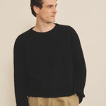 Ribbed black men cashmere sweater - front view | Edward | Linnea Lund