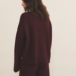 Ribbed burgundy women cashmere sweater - back view | Edward | Linnea Lund