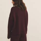 Ribbed burgundy women cashmere sweater - back view | Edward | Linnea Lund