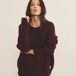 Ribbed burgundy women cashmere sweater - front view | Edward | Linnea Lund
