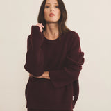 Ribbed burgundy women cashmere sweater - front view | Edward | Linnea Lund