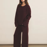 Ribbed burgundy women cashmere sweater - front look | Edward | Linnea Lund
