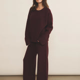 Ribbed burgundy women cashmere sweater - front look | Edward | Linnea Lund