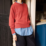 Cashmere sweater women blue denim color - front view | Sarah | Linnea Lund