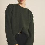 Ribbed green women cashmere sweater - front view | Edward | Linnea Lund