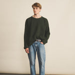 Ribbed green men cashmere sweater - front view | Edward | Linnea Lund