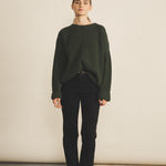 Ribbed green women cashmere sweater - front view | Edward | Linnea Lund