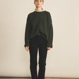Ribbed green women cashmere sweater - front view | Edward | Linnea Lund
