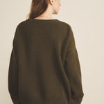 Ribbed kaki women cashmere sweater - back view | Edward | Linnea Lund