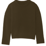 Ribbed kaki women cashmere sweater - packshot | Edward | Linnea Lund