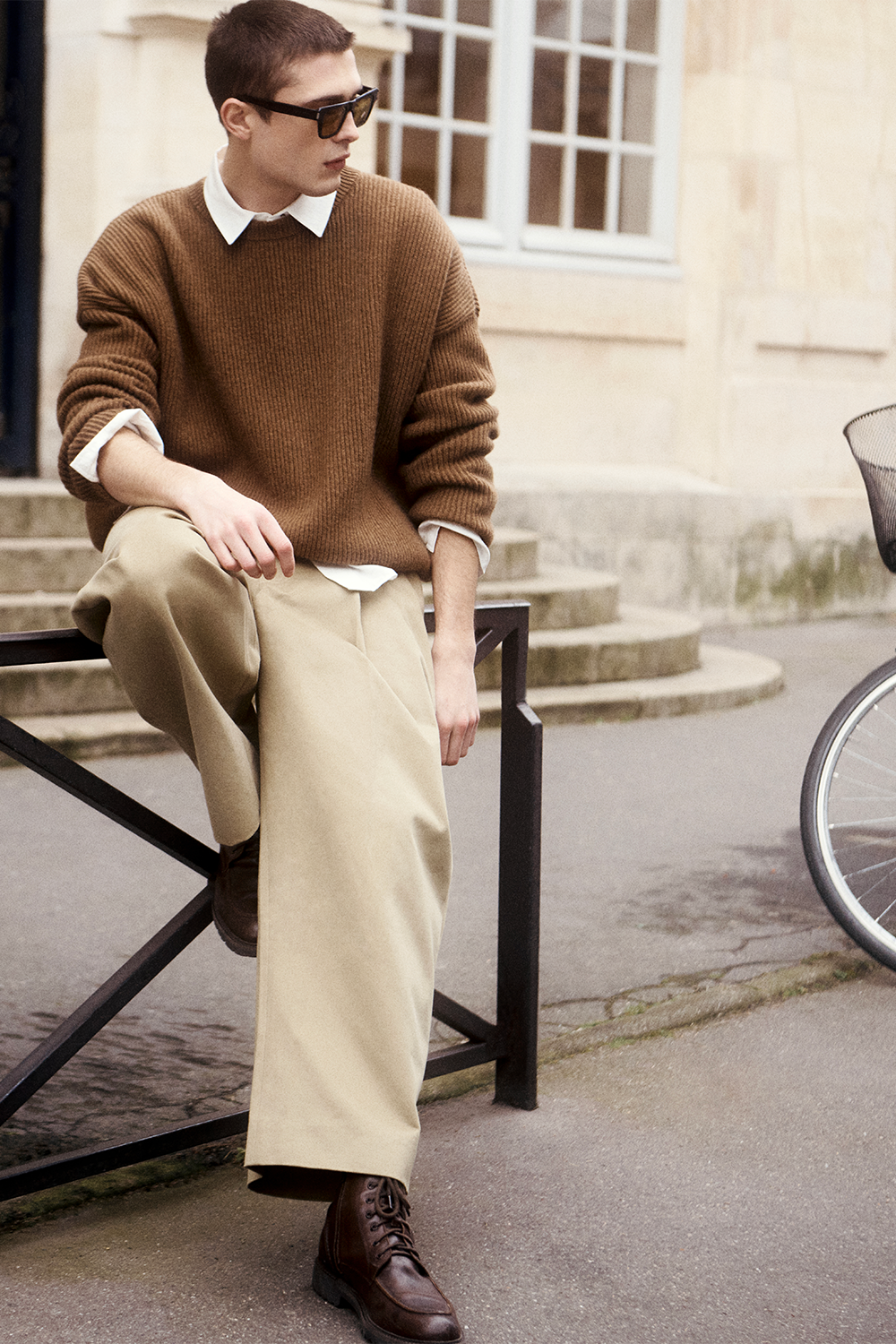 Ribbed brown men cashmere sweater - look | Edward | Linnea Lund