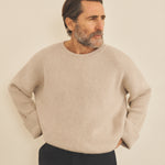 Ribbed beige men cashmere sweater - front view | Edward | Linnea Lund