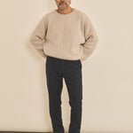 Ribbed beige men cashmere sweater - look | Edward | Linnea Lund